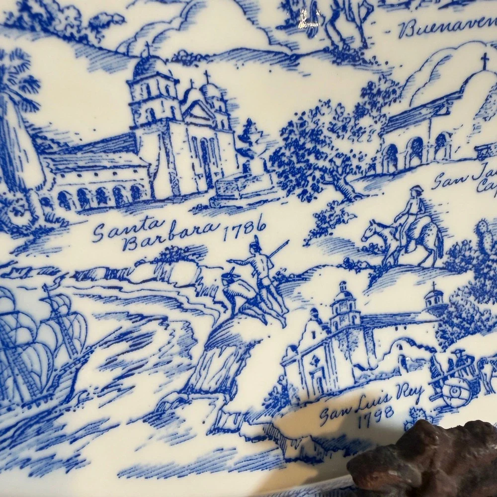 Vernon Kilns El Camino Real California Missions Plate Annette Honeywell Blue